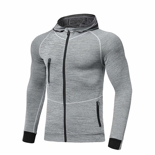 Load image into Gallery viewer, Men Autumn Hoodie Sports Coat Quick Drying Workout Running Training Athletics Gym Zipper Casual Jogging Hooded Sweatshirt
