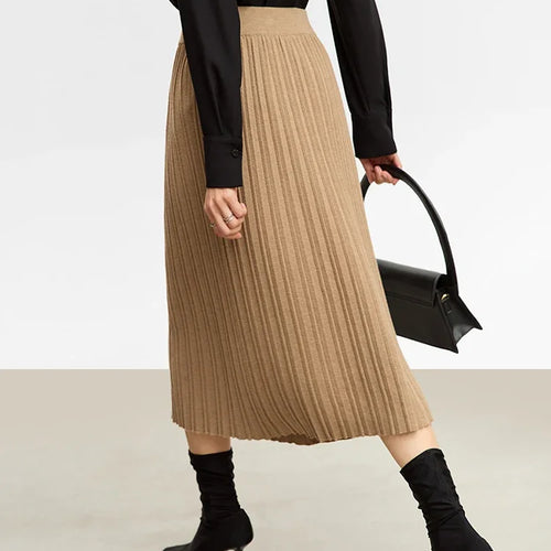 Load image into Gallery viewer, Minimalist Skirts for Women 2025 Winter New Christmas Warm Commuter Basics Pleated Knit Loose A-Line Solid Skirt 12323177
