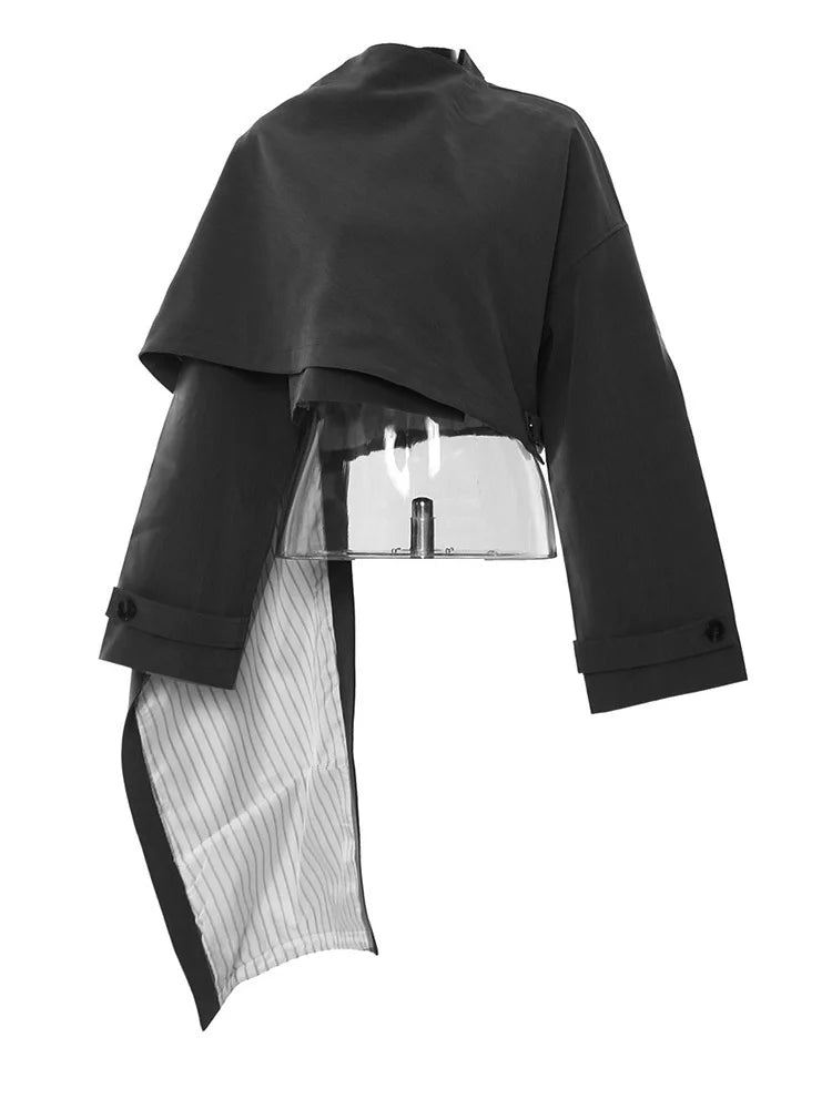 Brown Irregular Big Size Cloak Jacket New Stand Collar Long Sleeve Women Coat Fashion Tide Spring Autumn 2025 1DH7702