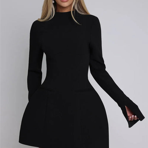 Load image into Gallery viewer, Long Sleeve Backless Sexy Mini Dress For Women Autumn Winter New O Neck High Waist A-line Club Party Sexy Dress Elegant
