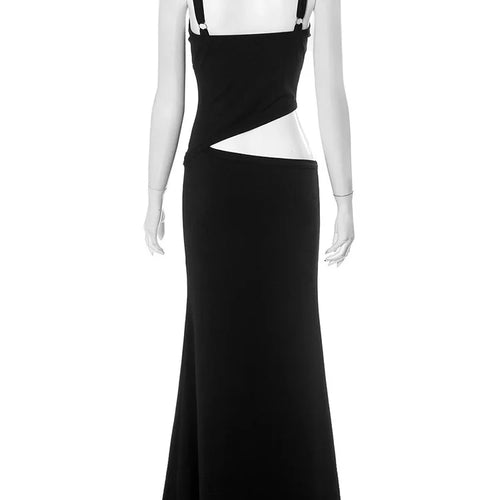 Load image into Gallery viewer, Hollow Out Backless Sexy Maxi Dress Women Gown Spaghetti Strap Sleeveless Irregular Slim Club Long Dress 2025 Summer
