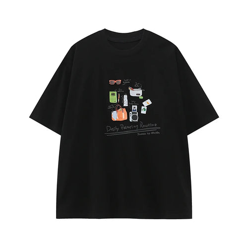 Load image into Gallery viewer, Men's T-shirts New Cartoon Printing Korean Style Short Sleeve Tees Solid Color Summer Round Neck Pullover Menswear 9W1847
