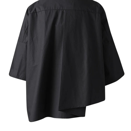 Load image into Gallery viewer, Women White Irregular Hem Pocket Big Size Blouse New Lapel Half Sleeve Shirt Fashion Tide Spring Summer 2025 CPG3166
