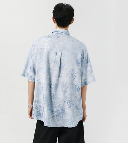 Men's Shirts Short Sleeve Summer Fashion Cool Color Tie Dyeing New American Style Loose Lapel Male Causal Clothing 9W1947