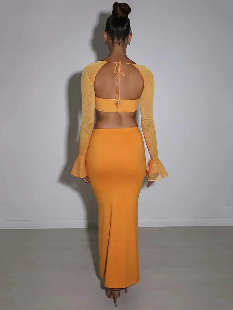 Thickened Fabric Sexy Maxi Skirt Women 2023 Autumn Winter New Solid High Waist Skinny Club Party Long Skirt Elegant