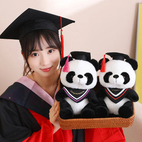 Load image into Gallery viewer, 26cm Kawaii Doctor Panda Plush Toys Kawaii Panda Bears with Doctorial Hat Plushie Doll Stuffed Animal Toy Kids Graduation Gift
