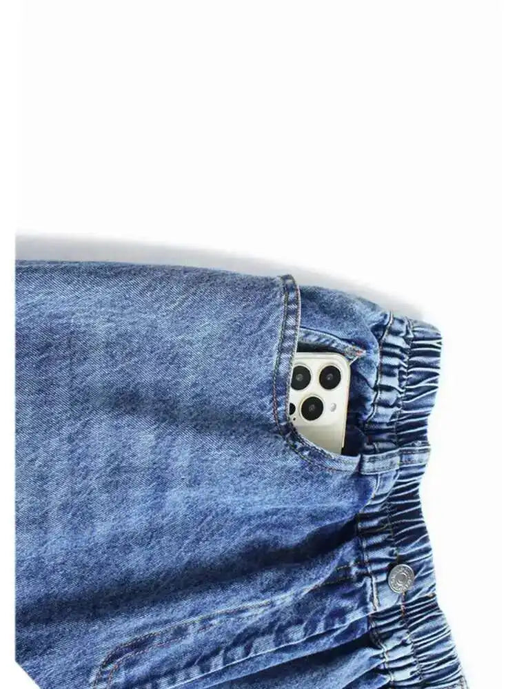 High Elastic Waist Denim Pleated Long Wide Leg Pants New Loose Fit Trousers Women Fashion Tide Spring Autumn 2025 1DF7228