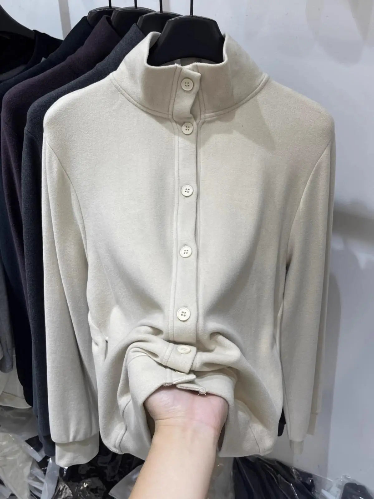 Autumn Winter Korean Fashion Solid Single Breasted Cardigan T Shirt Women Long Sleeved Tops 2024 Simplicity Versatile Clothing