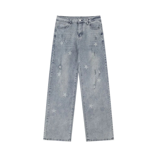 Load image into Gallery viewer, Men&#39;s Jeans Star Printing Design New American Style Straight Wide Leg Stylish Male Casual Summer Clothing 2025 9W1964
