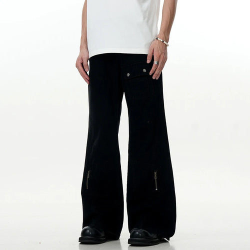 Load image into Gallery viewer, Men's Cargo Pants New American High Street Zipper Design Straight Wide Leg Solid Color Simple Male Trousers 2025 9W1954
