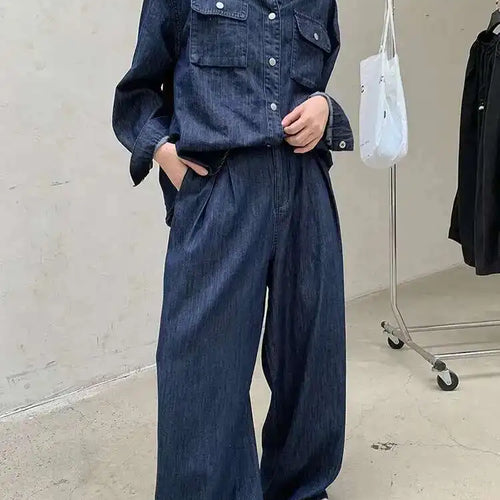 Load image into Gallery viewer, Women Blue Deniim Vintage Big Size Casual Blouse New Lapel Long Sleeve Shirt Fashion Tide Spring Autumn 2025 1DH8350
