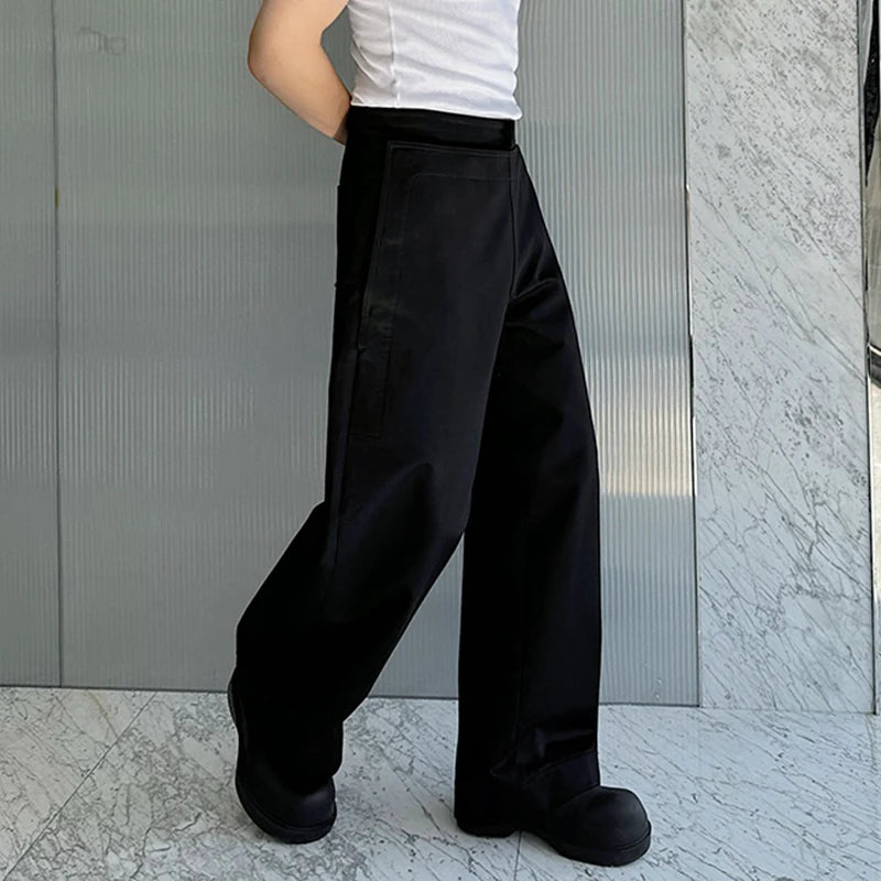 Fashin Korean Style Men's Casual Pants Double-layer Straight Wide Leg Pants Solid Color Niche Stylish Men Wear 9C7056