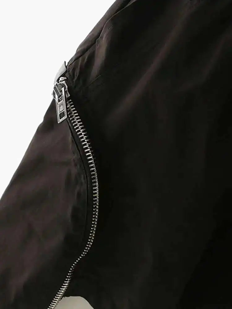 Women Black Irregular Zipper Drawstring Wide Leg Shorts New High Waist Trousers Fashion Tide Spring Summer 2025 1DH4518