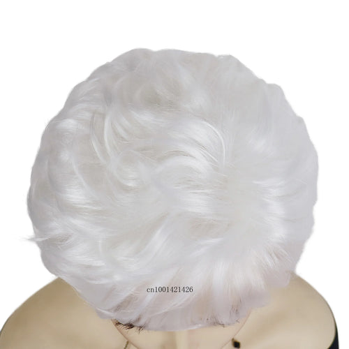 Load image into Gallery viewer, White Wigs for Women Synthetic Hair Short Haircuts with Bangs Mommy Wig Natural Hairstyles Cosplay Wigs Old Lady Costume Party
