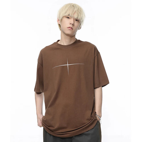 Load image into Gallery viewer, Men&#39;s Wear Summer T-shirt Loose Short Sleeve New Fashion Korean Style Star Printing Simple Male Pullover Tops 9C5510
