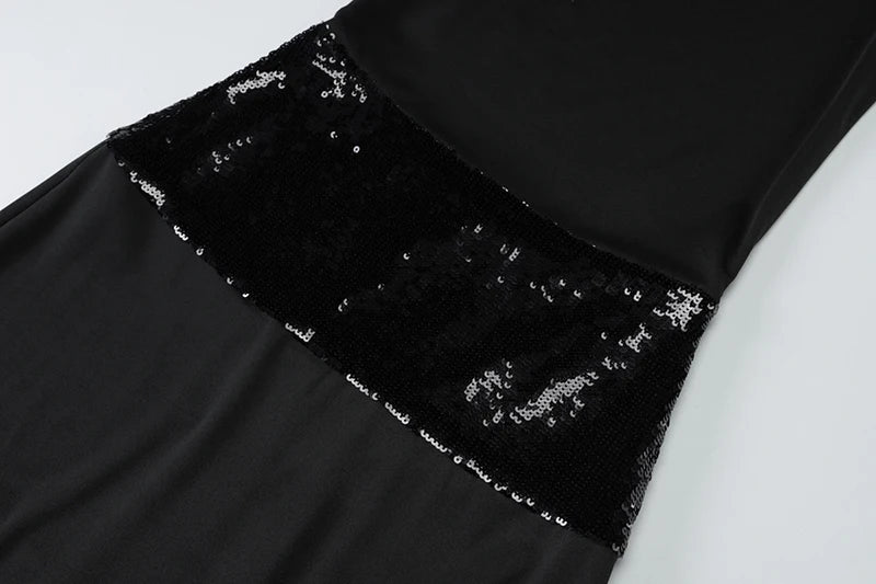 Black Halter Backless Sexy Maxi Dress For Women Gown Elegant Glitter High Waist O Neck Sleeveless Long Dress Elegant