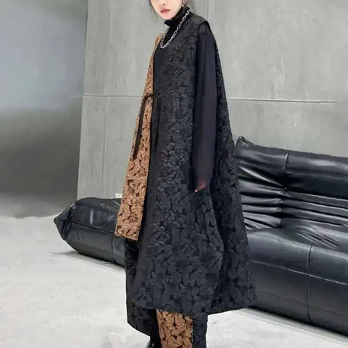 Load image into Gallery viewer, Coffee Big Size Vest Wide Leg Pants Two Piece Suit New V-Neck Sleeveless Women Fashion Tide Spring Autumn 2025 1DH4580
