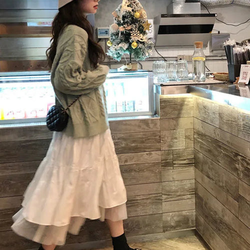 Load image into Gallery viewer, Long Tulle Midi Skirts Womens 2024 Autumn Elastic High Waist Mesh Tutu Pleated Skirts Female Black White Long Skirt Streetwear
