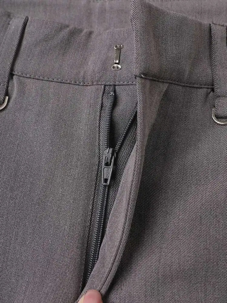 High Waist Gray Hollow Out Zipper Wide Leg Pants New Loose Fit Trousers Women Fashion Tide Spring Autumn 2025 1DF6568