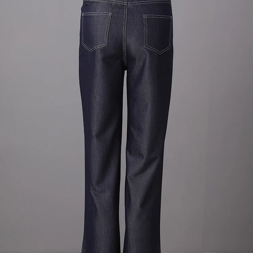 Load image into Gallery viewer, High Waist Dark Blue Brief Denim Long Casual Wide Leg Jeans New Women Trousers Fashion Tide Spring Autumn 2025  CPG3054
