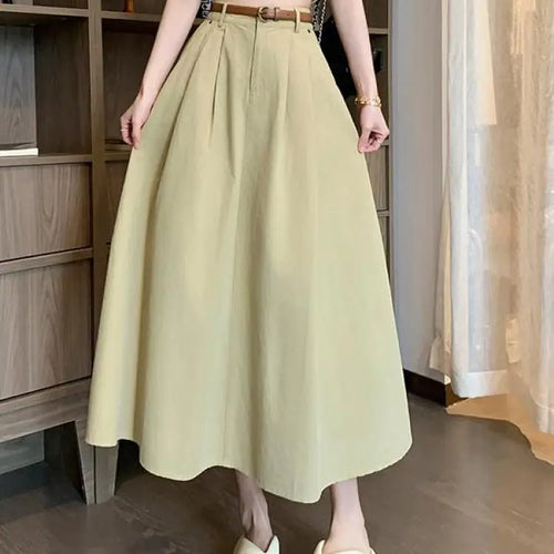 Load image into Gallery viewer, French Fashion Women's Black Beige Elegant Pleated Long Skirt Spring Summer Khaki High Waist Pocket Skirts Popular Versatile New
