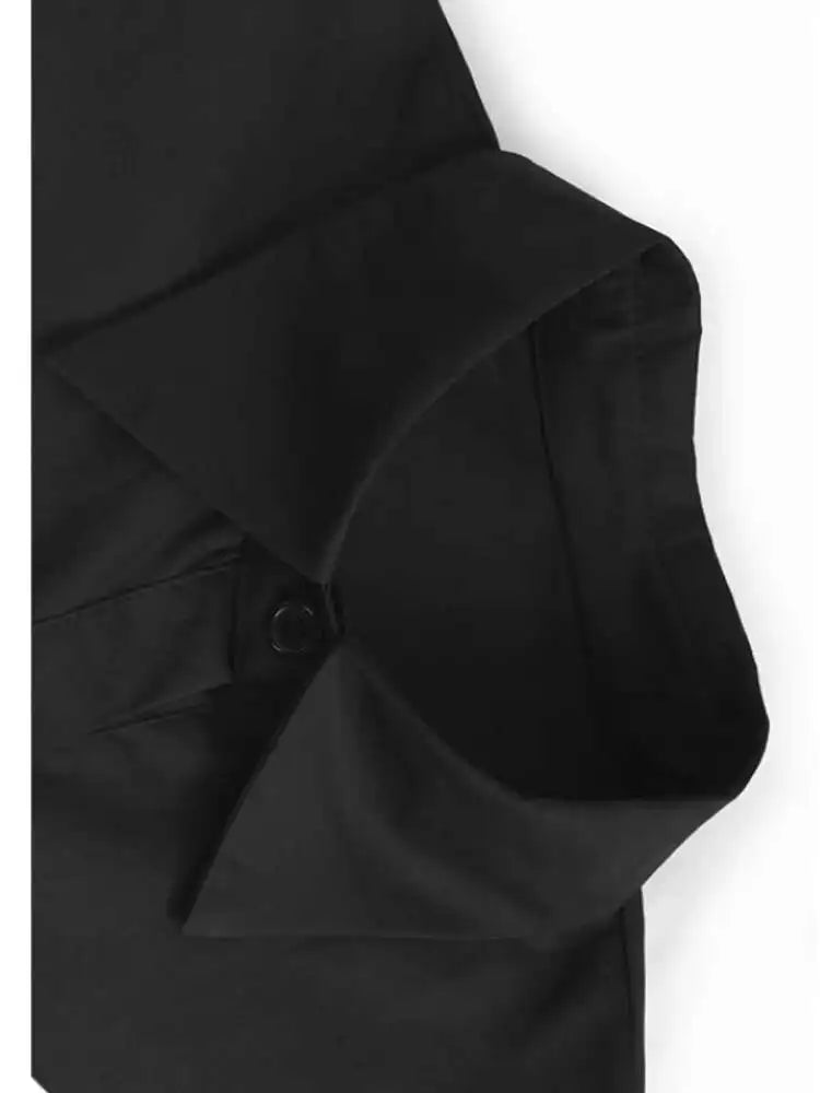 Women Black Mesh Perspective Big Size Midi Shirt Dress New Lapel Long Sleeve Fashion Tide Spring Autumn 2025 1DJ0140