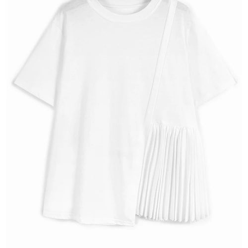 Load image into Gallery viewer, Women Blue Color-block Pleated Big Size T-shirt New Round Neck Short Sleeve Fashion Tide Spring Summer 2025 1DJ1225
