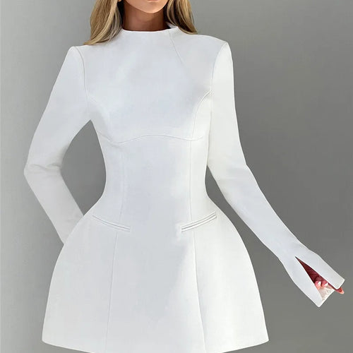 Load image into Gallery viewer, Long Sleeve Backless Sexy Mini Dress For Women Autumn Winter New O Neck High Waist A-line Club Party Sexy Dress Elegant
