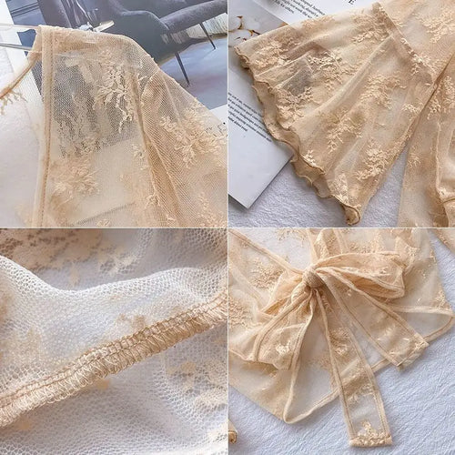 Load image into Gallery viewer, 2023 Summer Jackets Lace Shawl Women&#39;s Clothing Short Lace-up Sun Protection Shawl Coat Cardigan Top Thin Femme Mujer
