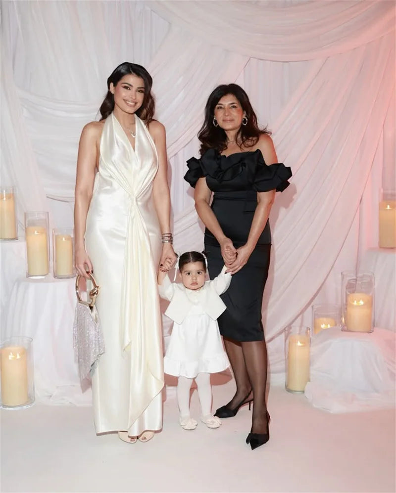 Satin Deep V Neck Backless Sexy Maxi Dress Women Elegant Halter Sleeveless Lace-up High Waist Draped Ruched Long Dress