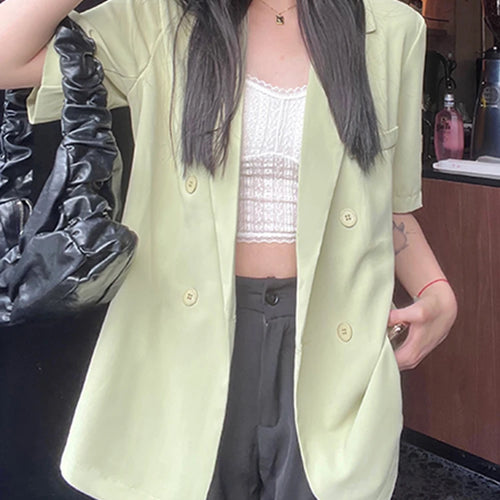 Load image into Gallery viewer, Fashion Casual Women Blazers Summer Korean Style Suit Jacket Female Short Sleeve Office Lady Green Black Coat M-4XL
