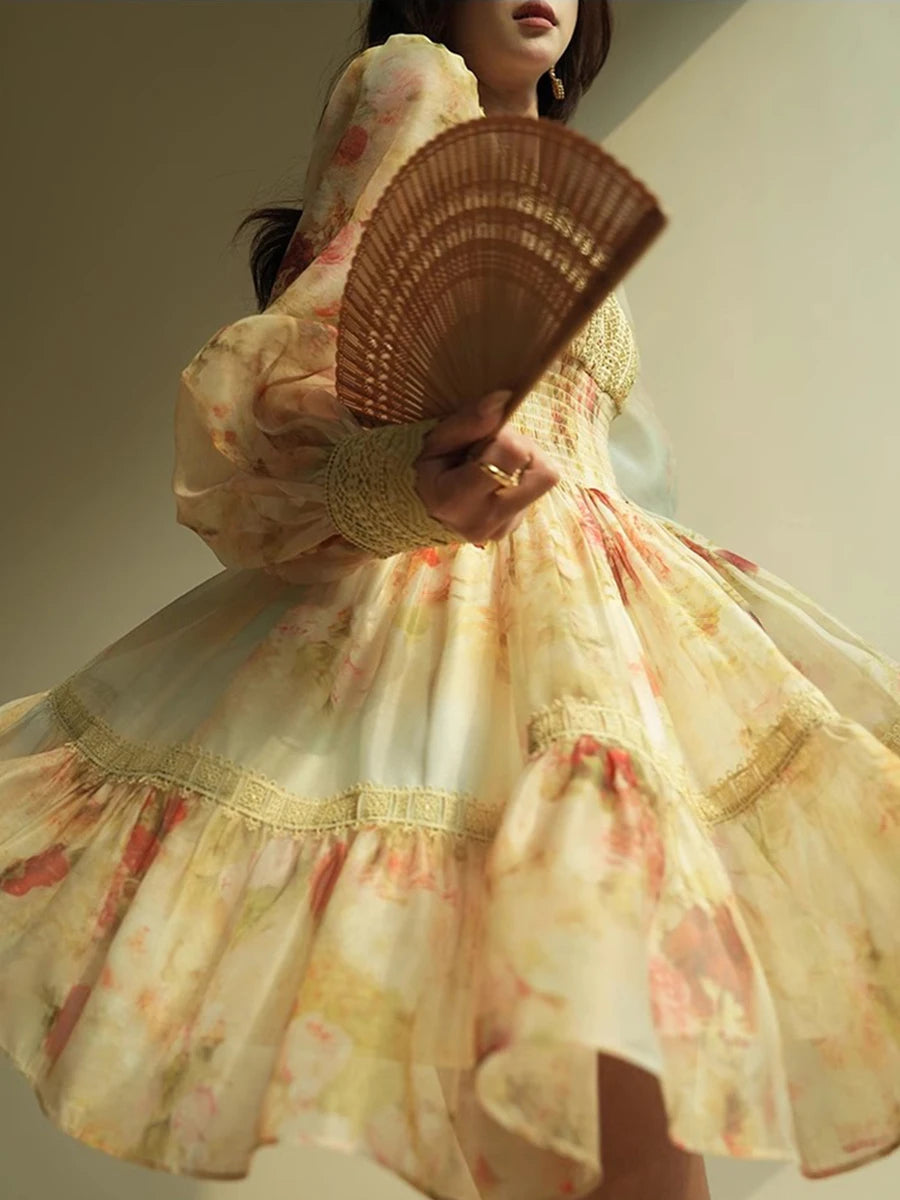 Hit Color Loose Dresses For Women V Neck Long Sleeve High Waist Temperament Mini Dress Female Fashion Style Clothes