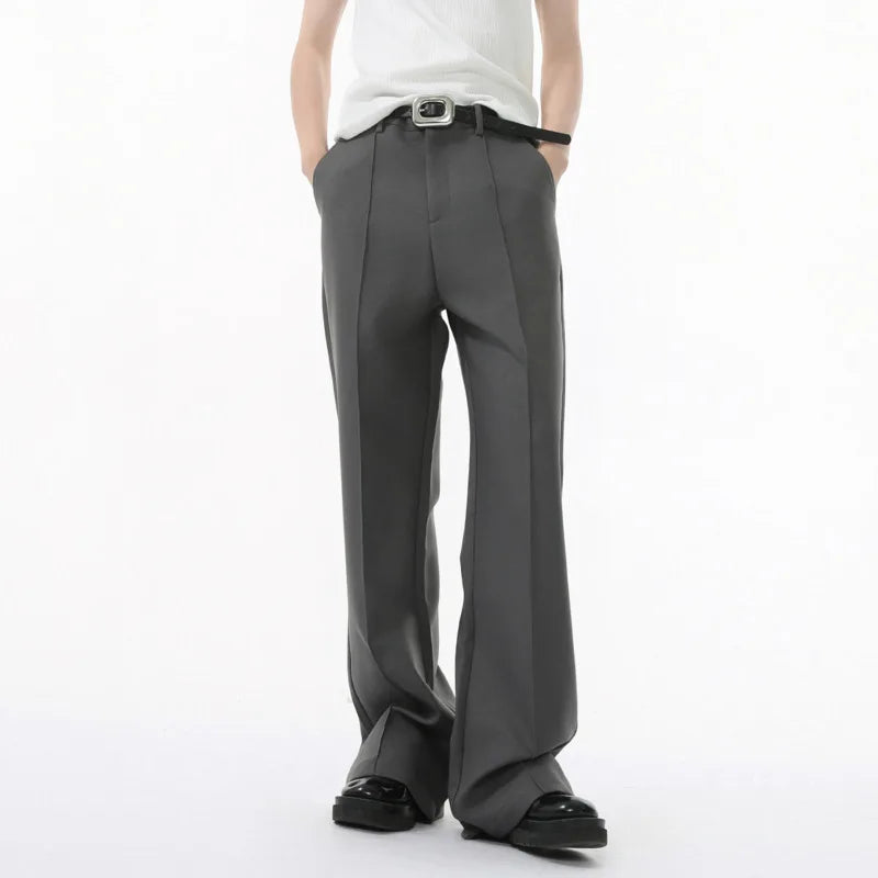Men's Suit Pants Solid Color Design Micro Flared Fashion Korean Tide Casual Male Handsome Trousers Summer 2025 9W1586