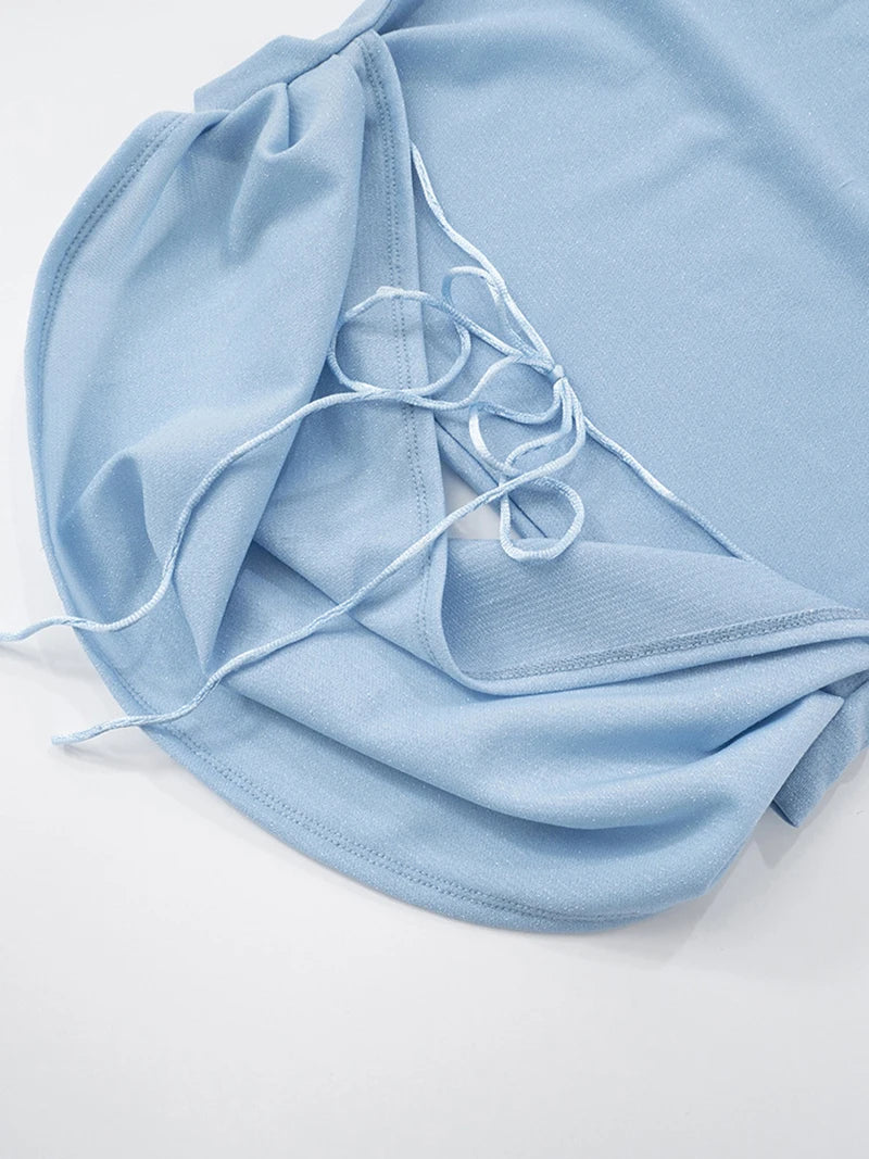 Halter Deep V Neck Backless Sexy Maxi Dress For Women Fashion Sleeveless High Waist Slim-fit Beach Club Party Dress