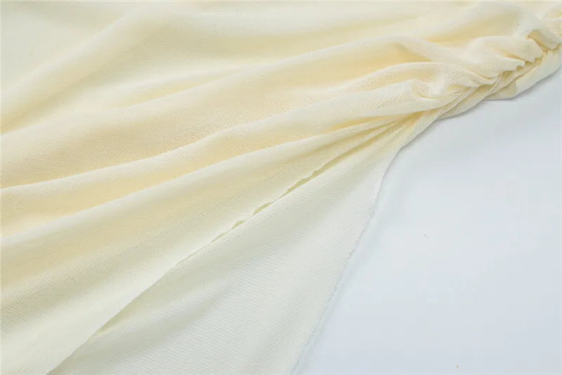 Mesh Hollow Out Backless Sexy Maxi Dress For Women Fashion One Sleeveless See Through Ruched Bodycon Club Long Dress