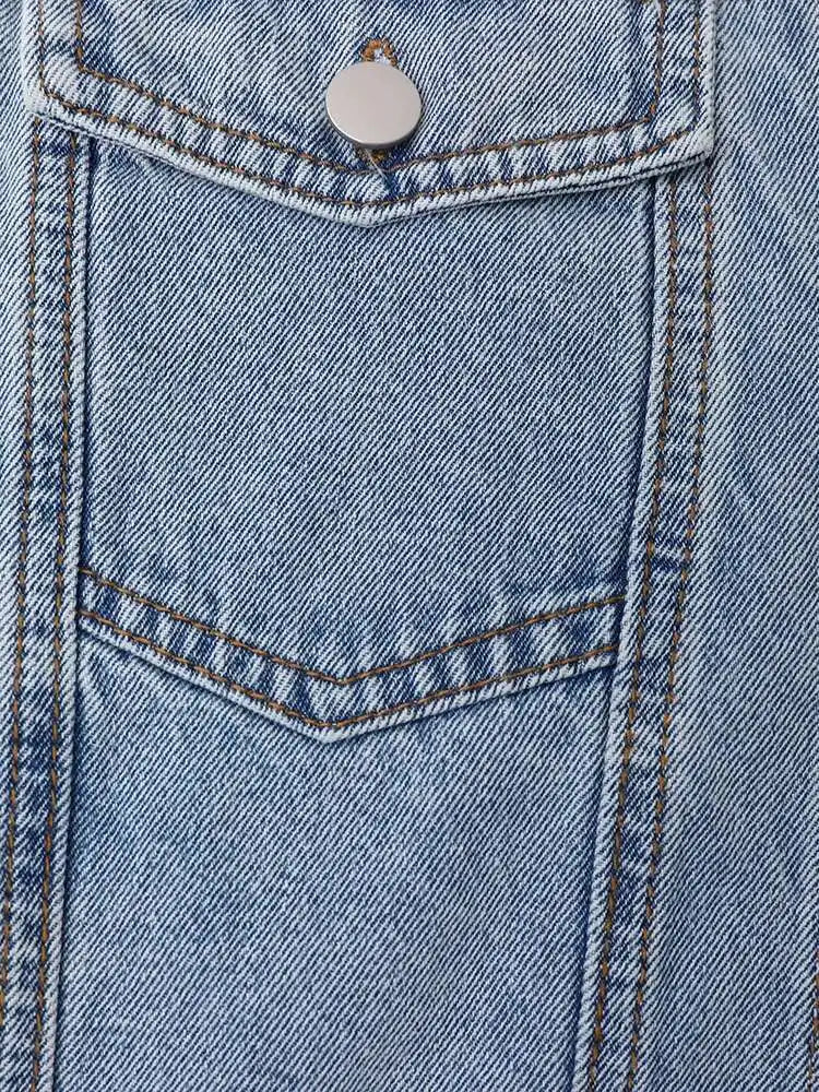 Women White Denim Color-block Big Size Elegant Blouse New Lapel Long Sleeve Shirt Fashion Tide Spring Autumn 2025 CPDB122