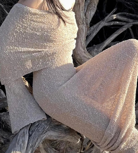 Elegant One Shoulder Bodycon Evening Long Dress For Women 2024 Autumn New Fashion Female Slim Party Club Vestido