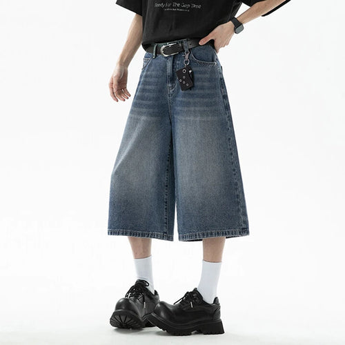 Load image into Gallery viewer, Men&#39;s Denim Shorts New American Hign Street Style Cat Whisker Design Casual Solid Color Washed Male Bottoms 2025 9W1657
