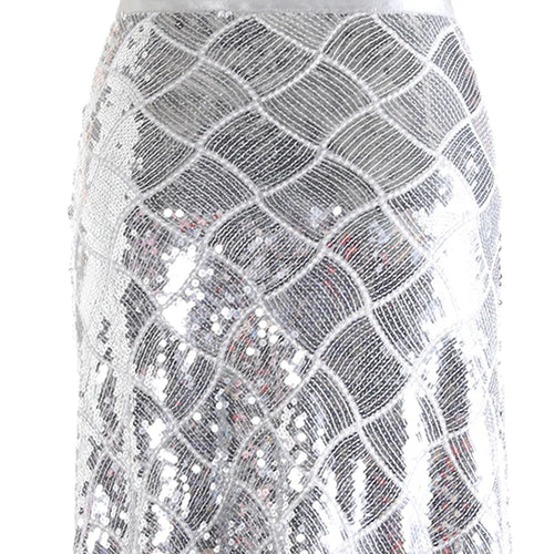 Load image into Gallery viewer, High Waist Black Sequins Shining Floor-Length Elegant Half-body Skirt Women Fashion Tide New Spring Autumn 2025  1DJ0272
