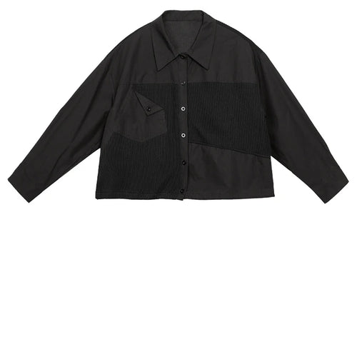 Load image into Gallery viewer, Women Black Irregular Drawstring Big Size Casual Blouse New Lapel Long Sleeve Shirt Fashion Spring Autumn 2025 1DJ0475
