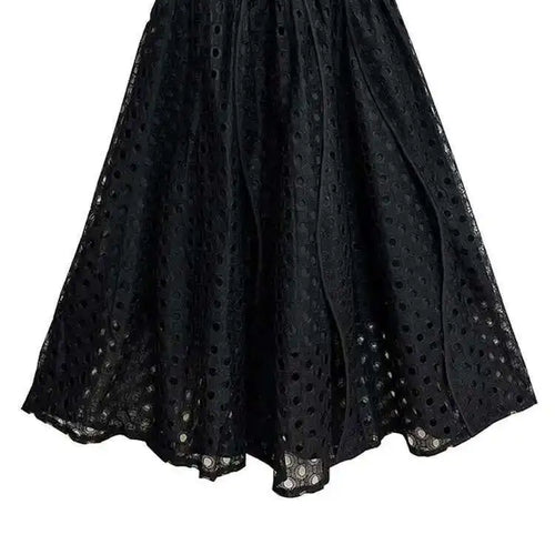 Load image into Gallery viewer, High Elastic Waist Black Lace Hollow Out A-line Elegant Half-body Skirt Women Fashion Tide New Spring Autumn 2025 1DH8738
