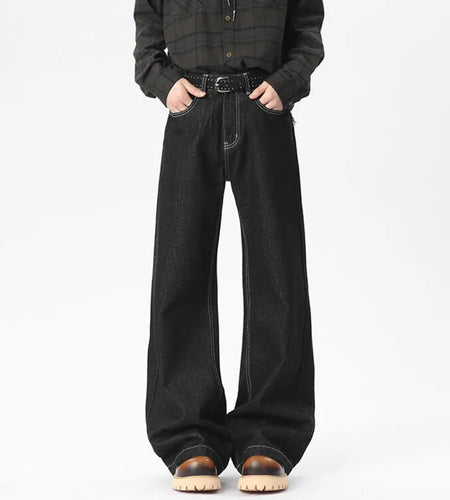 Men's Baggy New American High Steet Solid Color Decoration Straight Leg Trousers Spring Casual Male Trendy 2025 9W1539