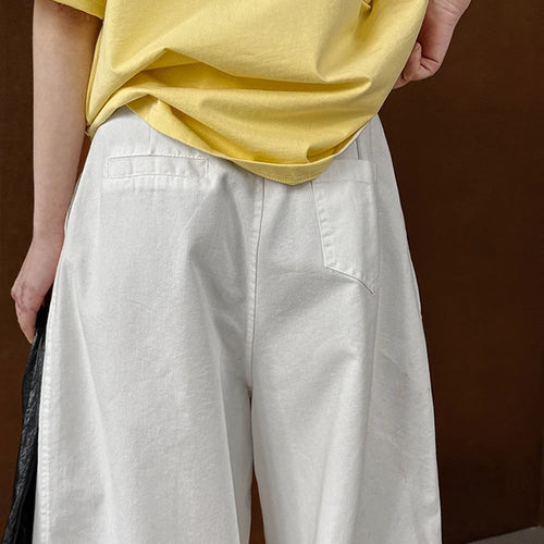 Load image into Gallery viewer, High Waist White Pleated Brief Long Elegant Wide Leg Jeans New Women Trousers Fashion Tide Spring Autumn 2025 1DH9977
