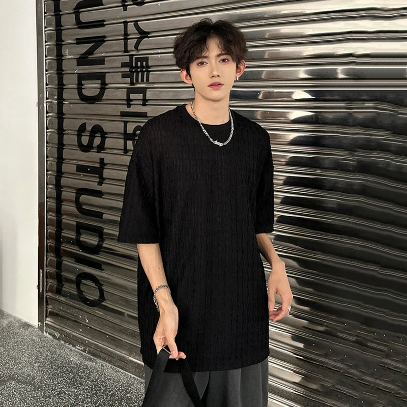 Men's T-shirts Short Sleeve Round Neck Stylish New Summer Solid Color Simple Trendy Handsome Male Clothing 2025 9W1974