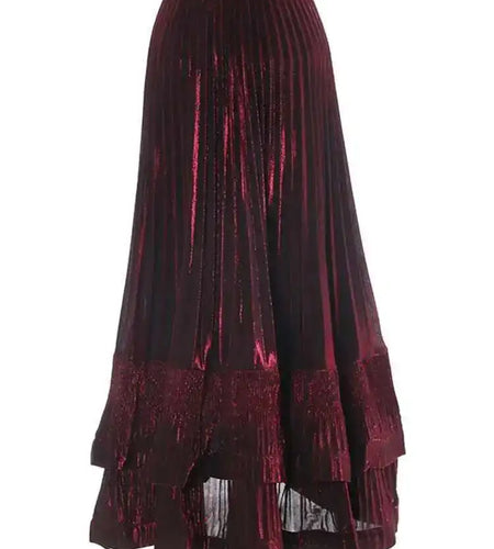 High Elastic Waist Rose Red Irregular Pleated Elegant Half-body Skirt Women Fashion Tide New Spring Autumn 2025 1DH7240