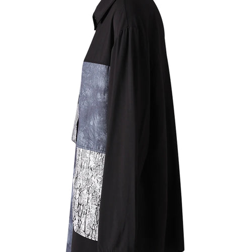 Load image into Gallery viewer, Women Black Printed Patch Spliced Big Size Blouse New Lapel Long Sleeve Shirt Fashion Tide Spring Autumn 2025 21F3676
