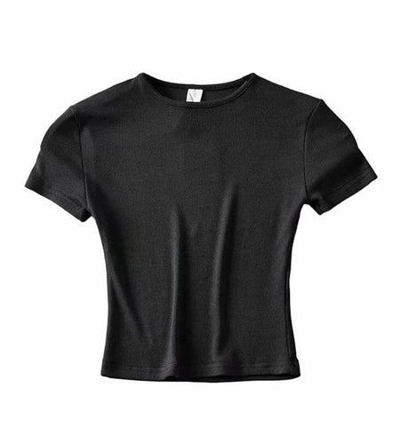 Fashion Casual 2024 Summer Woman Slim Fit t-shirt tight Cotton Short-Sleeve O-neck tee Crop Tops