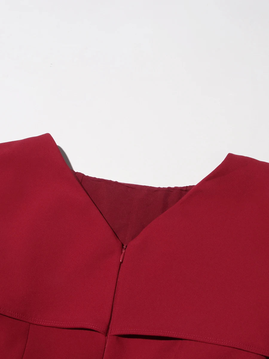 Solid Spliced Temperament Loose Dresses For Women O Neck Long Sleeve High Waist Elegant Dres Female Fashion Style