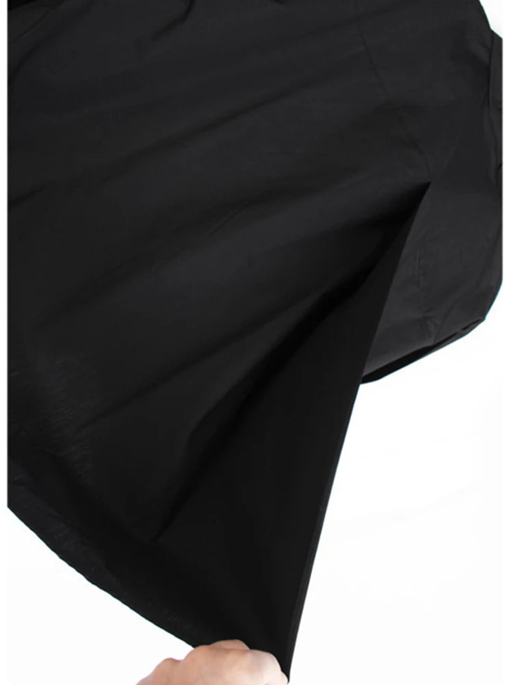 Women White Pleated Irregular Big Size Blouse New Lapel Three-quarter Sleeve Shirt Fashion Tide Spring Autumn 2025 1DH9796