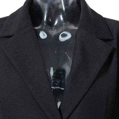 Load image into Gallery viewer, Women Black Irregular Mesh Big Size Long Elegant Blazer New Lapel Long Sleeve Jacket Fashion Spring Autumn 2025 7AB4743
